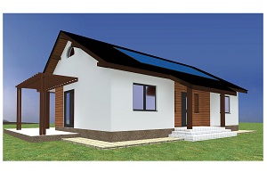 Casa con paneles para energía limpia
